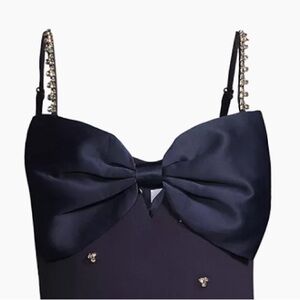 Domenica Bow & Crystal-Embellished Midi-Dress